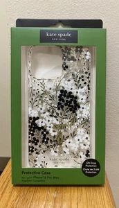 Kate Spade iPhone 16 Pro Max Case Floral Black & White Clear MagSafe - Picture 1 of 2