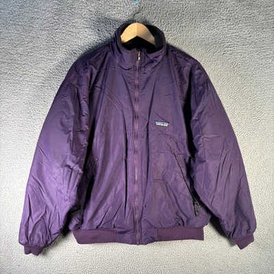 Vintage Patagonia Made in USA Mens Large Purple Fleece Lined Nylon Bomber Jacket - Image 1 of 4