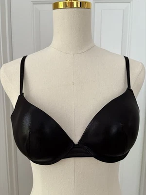 Danskin Intimates Faux Leather Pushup Bra / Dance Top. Bold  Black. 34 B - Image 1 of 4