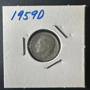 Moneda de diez centavos D Roosevelt 1959 Denver Mint plateada - Imagen 1 de 4