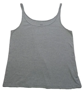 Eileen Fisher M Striped 100% Organic Cotton Tank Top Shell Basic Thin Strap EUC - Picture 1 of 7
