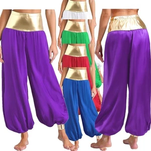 Women Bell Bottoms Photography Harem Leg Pants Princess Costumes Sports Shiny - Picture 1 of 75
