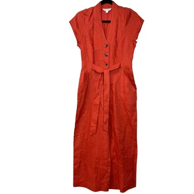 Mono ligero informal de pierna ancha recortado de lino Whistles Rust Sana para mujer talla 8 Foto 1 de 4