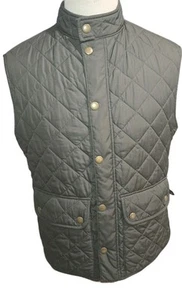 Barbour Men’s Medium Rosemount Gilet Vest Green Full Zip Snap Button - Picture 1 of 12