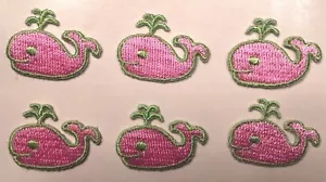 whale patch whales applique whale embroidered iron on 1" wide lot of 6 pieces - Picture 1 of 2