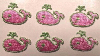 whale patch whales applique whale embroidered iron on 1" wide lot of 6 pieces - Image 1 of 2