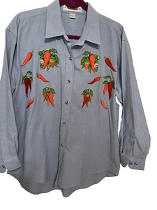 Casey Coleman blue chambry, pepper embroidery, long slv, L/XL - Picture 1 of 4