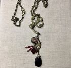 Steampunk Necklace-Vintage Hardware Knob, 30” Chain,vintage Charms, Needlepoint