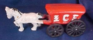 Cast Iron Horse Drawn Ice Wagon Toy - Picture 1 of 3