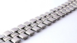 Pulsera de pulsera texturizada y pulida de acero inoxidable de 3 filas, 8,25"" L, 3/4"" W - Imagen 1 de 2