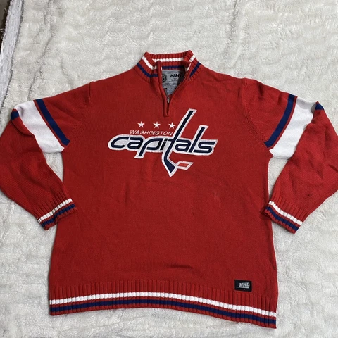 Ilanco NHL Men's Red Washington Capitals Long Sleeve Zipper Sweater Size Large Cover