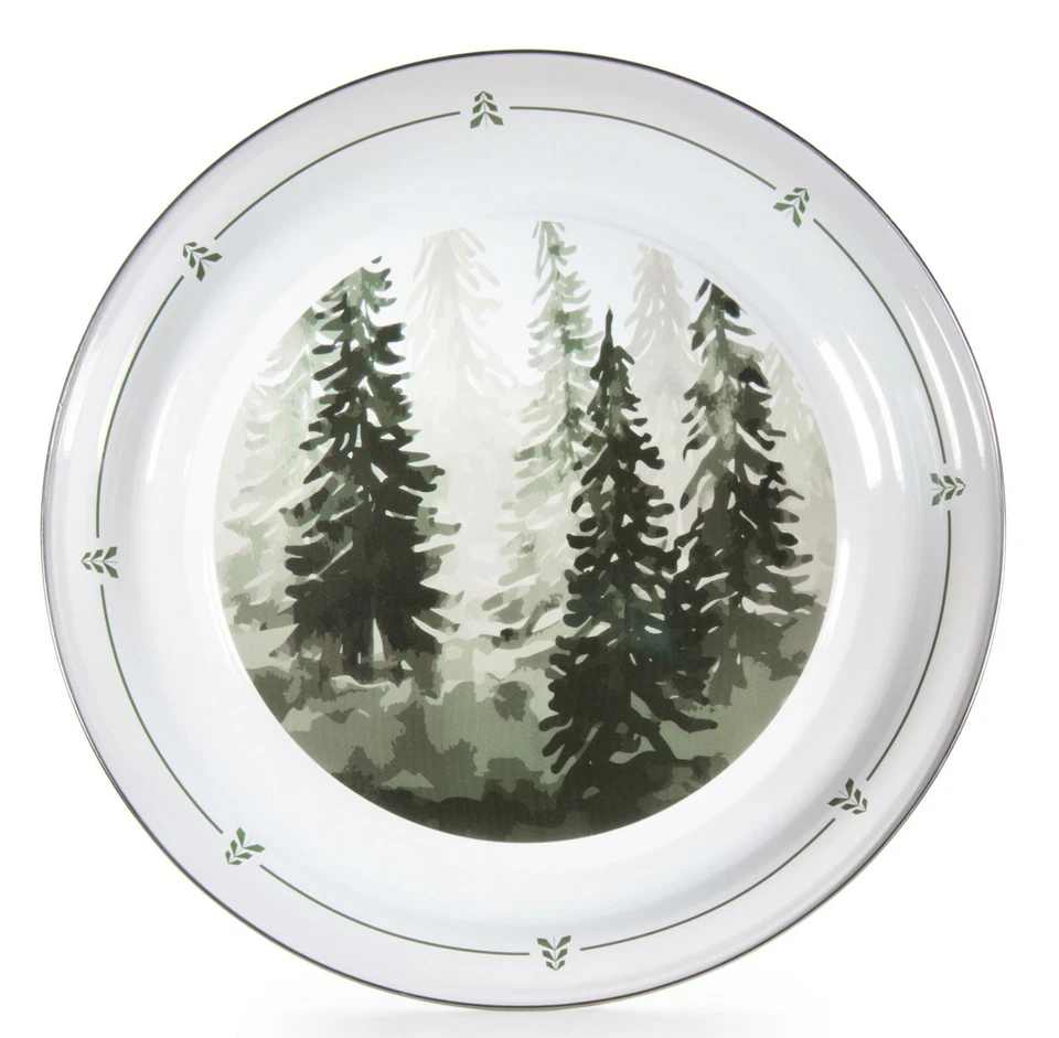 Golden Rabbit Enamelware Forest Trees 15.5" Round Serving Tray - Image 1 of 1