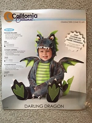California Costumes Darling Dragon Costume Infant Size 18 24 Months Blue Green - Image 1 of 4