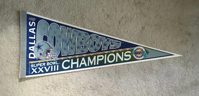 1993 Dallas Cowboys Super Bowl XXVIII Чемпионы Спина к Спине Вымпел Айкман Смит - Изображение 1 из 4