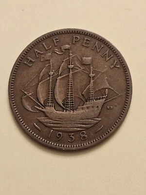 Moneda mundial de medio centavo 1938 GRAN 🇬🇧 GRAN Bretaña george vi km844 fina-en muy buen estado envío gratuito  Foto 1 de 2