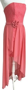 VTG Jessica McClintock II Junior Sz 5 Pink Lace High Low Strapless Prom Dress - Picture 1 of 11