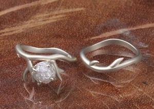 1.50ct Natürlich Weiß Grobem Raw Diamantring Zweig Ring 14KT Weiss Gold Ring Set - Bild 1 von 1