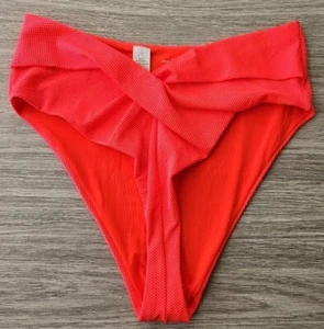 Slip bikini Aerie arancione fluo taglio alto sfacciato taglia large nuovo senza etichette - Foto 1 di 7