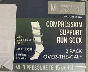 2 Pack Mild Compression Arch Support Over-the-Calf Run Sock Multicolor Medium - Picture 1 of 11