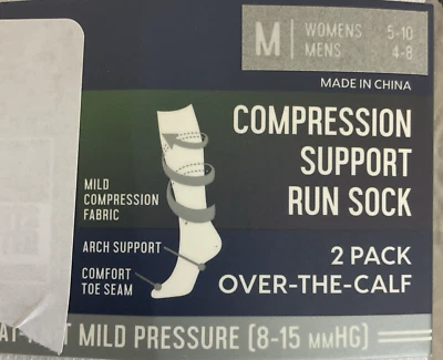 2 Pack Mild Compression Arch Support Over-the-Calf Run Sock Multicolor Medium - Image 1 of 4