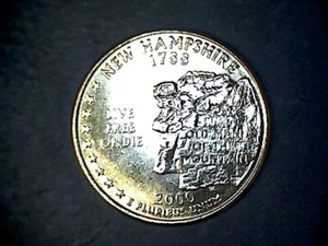 1 Coin 2000P 24Kt Gold Plated New Hampshire State Quarters Lot A - Picture 1 of 2