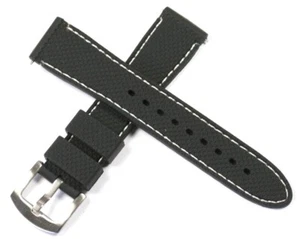 SILICONE BLACK 20MM WATCH STRAP SPORTS HONEYCOMB PATTERN - Picture 1 of 7