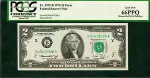 $2 1976 FRN Mismatched Prefix Error H/ B - A PCGS Gem New 66 PPQ - Picture 1 of 2