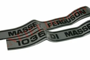 Pair Silver Black Bonnet Hood Sticker Set Kit for Massey Ferguson 1035 - Foto 1 di 3