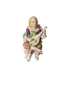 Vintage Porcelain Japanese Figurine Girl Playing Lute Miniature - Picture 1 of 4