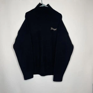 YoungLA Maglione Uomo Grande Nero Pullover Girocollo Misto Seta Pesante - Foto 1 di 7