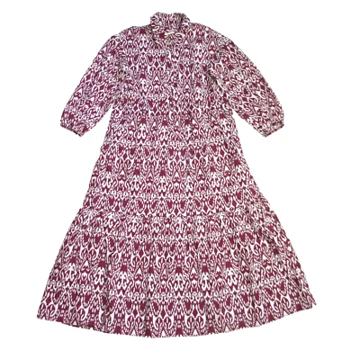NWT Anthropologie Maeve The Bettina in Wine White Print Cotton Shirt Dress M - Image 1 of 4