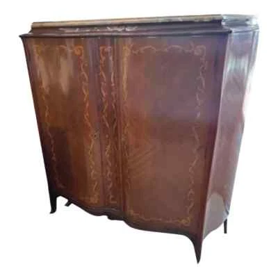 19 世纪末法国路易十五胡桃木橱柜带大理石上衣 — 第 1/4 张图片