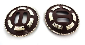 Poway Conchos Slotted Iron Silver Overlay Hansen Western Gear Pair New Saddle - Picture 1 of 1