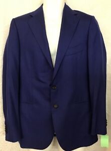 Cesare Attolini Jacket Royal Blue Wool Blend Two Button Size 39-40