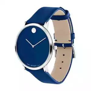 Orologio Uomo Movado Swiss Modern 47 Quarzo Quadrante Blu Slim 0607251 - Foto 1 di 3