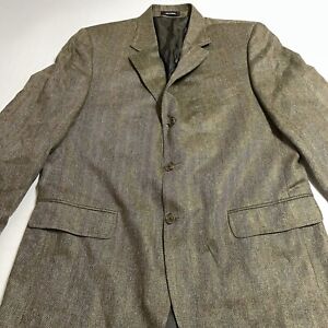 J. Press Blazer Mens 44R Green Gray Plaid SILK Three Button Jacket