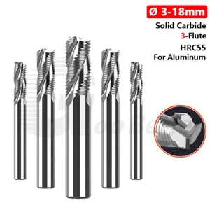 Ø 3-18mm Solid Carbide Roughing End Mill 3-Flute Spiral Router Bit For Aluminum - Picture 1 of 27