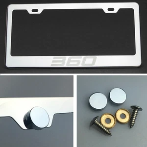 360 Laser Engraved Polish Stainless Steel License Plate Frame Chrome Screw Cap - Picture 1 of 12