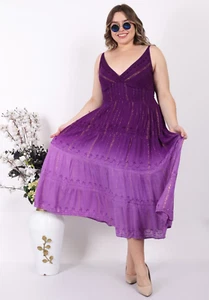Langes Damen-Maxikleid lässig Dip Dye Stickerei Lurex Leinen Großhandel Mix Posten - Bild 1 von 10