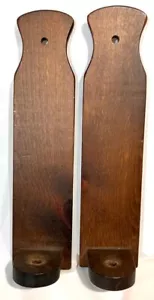 2 VINTAGE PRIMITIVE WOOD 15" WALL SCONCE CANDLE HOLDERS RUSTIC DECOR - Picture 1 of 6