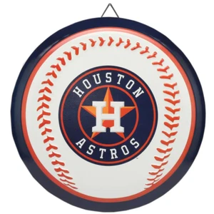 Houston Astros Round Baseball Metal Sign Man Cave Shop Auto Office Game Room - Picture 1 of 12