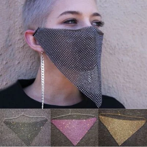 Gift Popular Jewelry Rhinestone Face Mask Reticulated Bling Crystal Mouth Mask - Picture 1 of 16