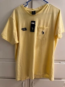 US Polo Assn. Mens Yellow T Shirt Large New With Tags Short & Pocket - Picture 1 of 3