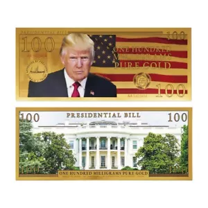 2025 100 Milligram Aurum Trump Presidential Bill Gold Note (New) - Picture 1 of 1