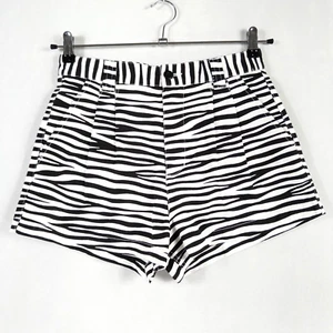 Pantalón corto Obey Slacker para mujer 27 negro blanco estampado de cebra algodón plisado tiro alto - Imagen 1 de 9