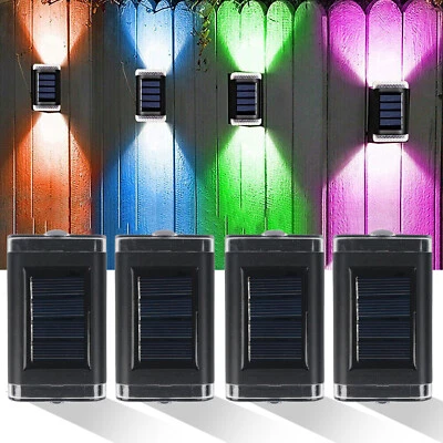 4 Stk LED Solarleuchten Wandlampen Zaunleuchte Gartenleuchte Außen Treppen Lampe - Bild 1 von 4