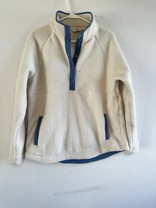 Chaqueta Vineyard Vines para mujer M piedra blanca crema Sherpa bolsillos con tapeta a presión - Imagen 1 de 9