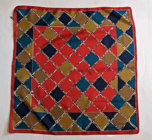 Vintage Jacqmar rot kariert Diamant Kopf Hals 70er Halstuch kleiner Schal 20" - Bild 1 von 4