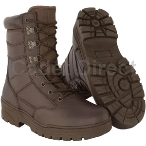 Delta Patrol Boot Full Leather, MOD Brown Army Boots (UK Size 7 to 15) - Foto 1 di 9