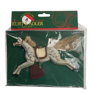 Kurt Adler Adorno de Navidad Mundo de Papá Noel Caballo Pony Correr Cordel Melena Rústico - Imagen 1 de 7